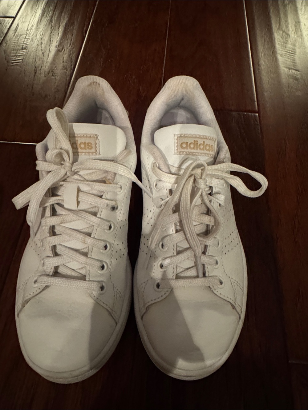 adidas White Sneakers with Beige Logo Accents